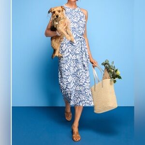 NWT Talbots Blue and White Halter Sundress Midi